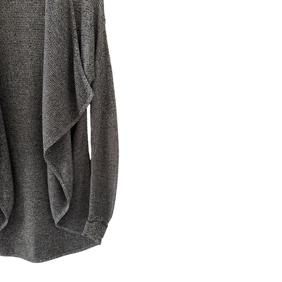 Express Marled Black Cascading Front Ribbed Cardigan Sweater Size Small - Picture 6 of 8